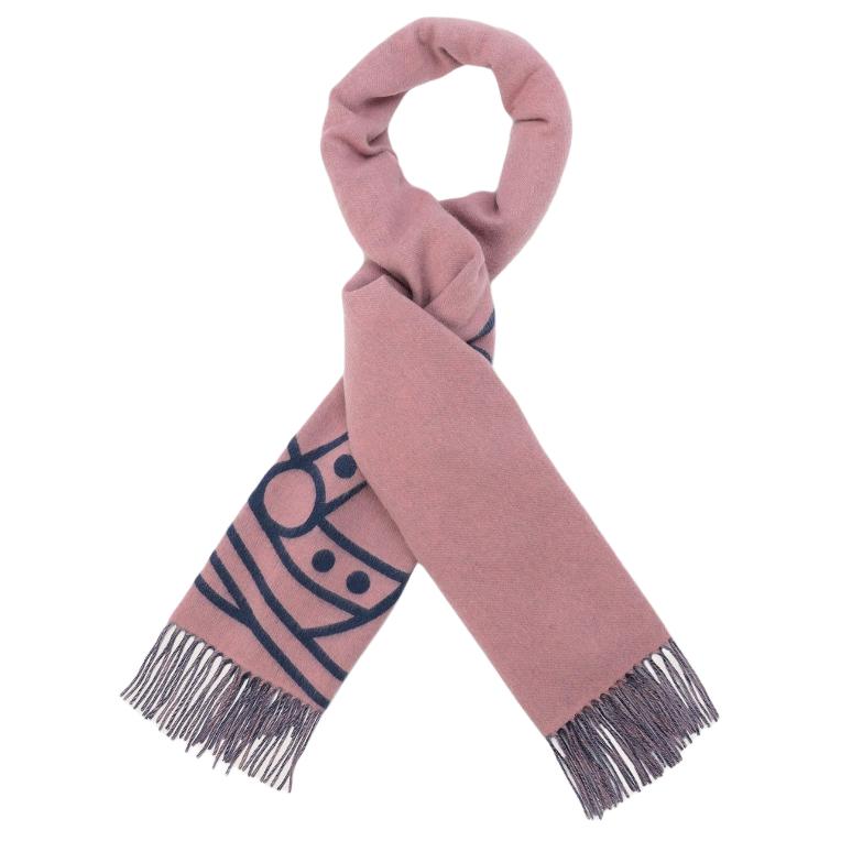 Details for Vivienne Westwood Logo Selendang Bulu Unisex Pasangan - Biru Navy 506360225