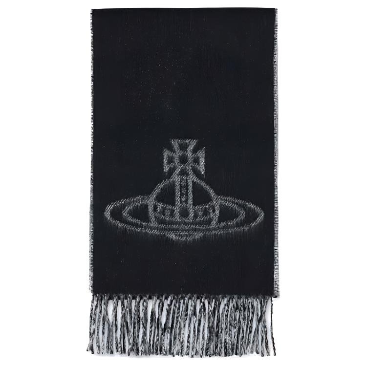 Vivienne Westwood Logo Wool Scarf Unisex Couple Black/Pink 81030006W00ZHN401