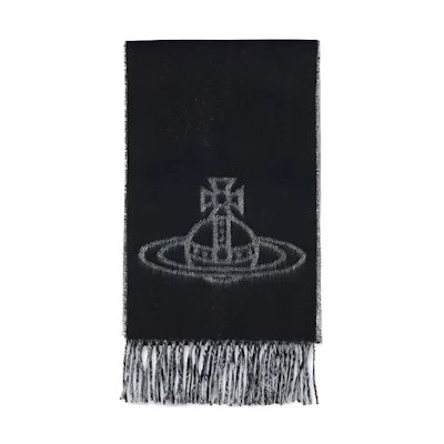 Vivienne Westwood Logo Wool Scarf Unisex Couple Black/Pink 81030006W00ZHN401