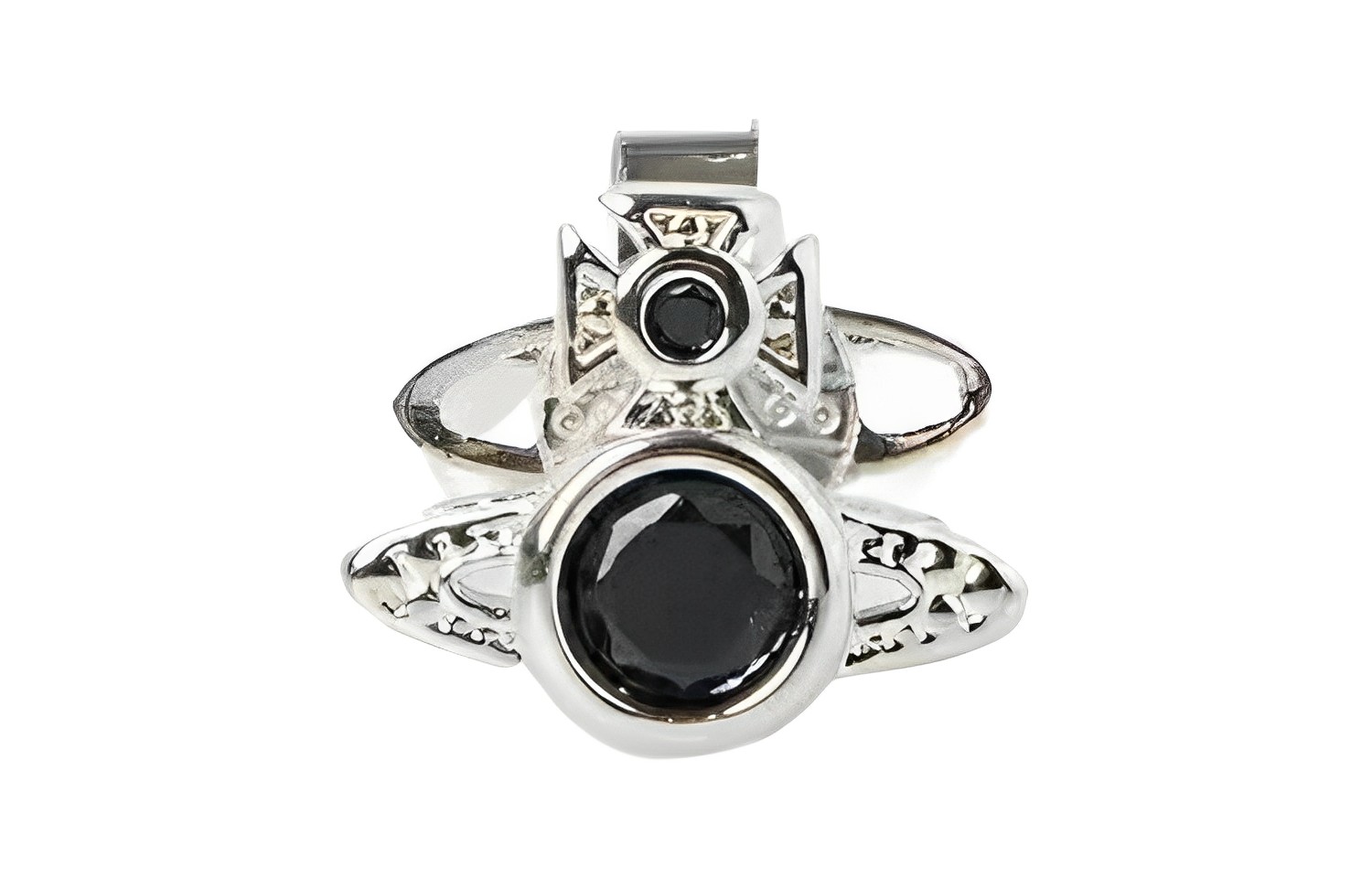 Vivienne Westwood London Orb Saturn Black Silver Stud Earrings Unisex Couples Silver. 6201023902P171P171