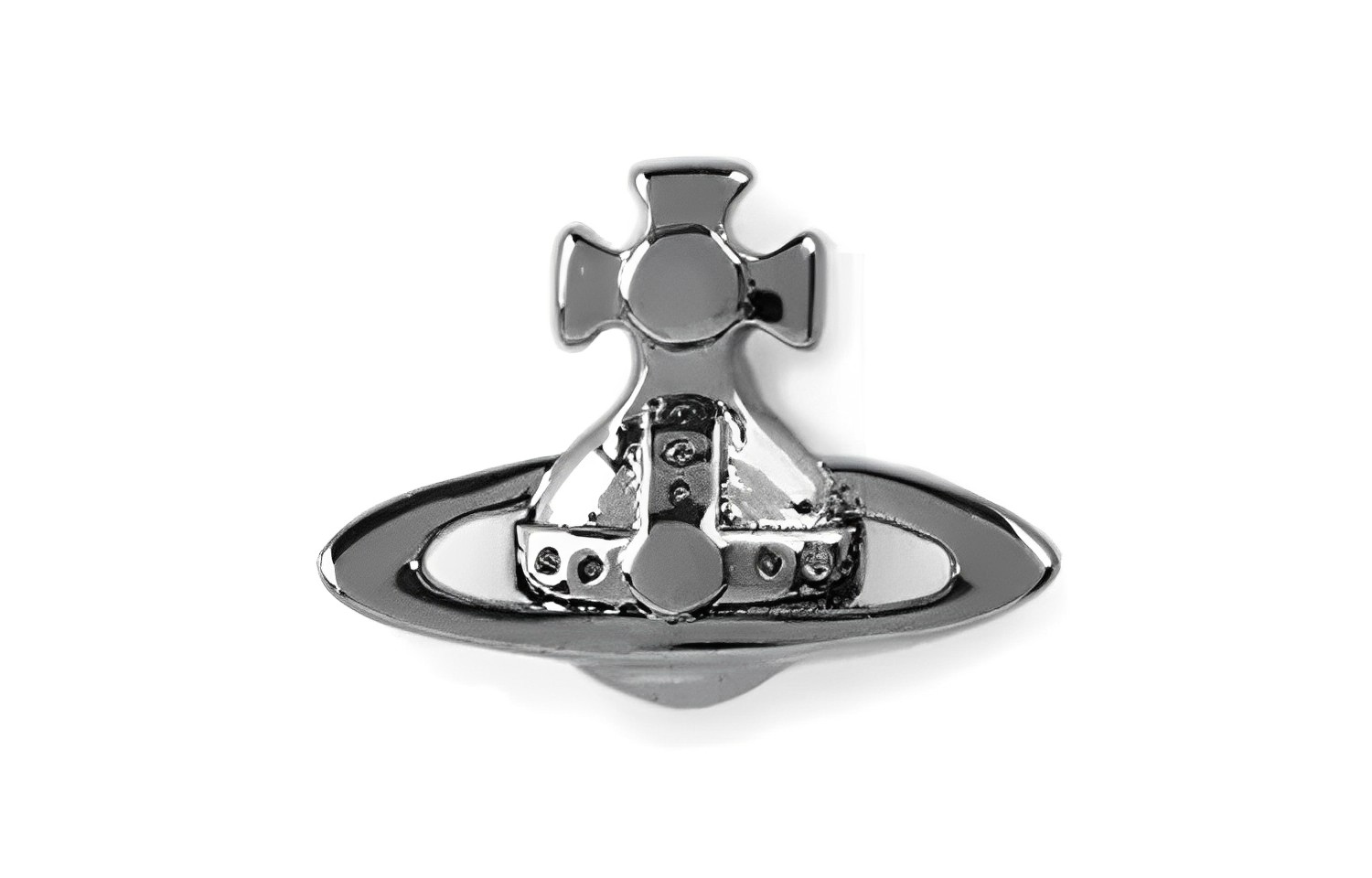 Vivienne Westwood Lorelei Saturn Brass Stud Earring Gunmetal Grey (Single). 62010045-S001-IM