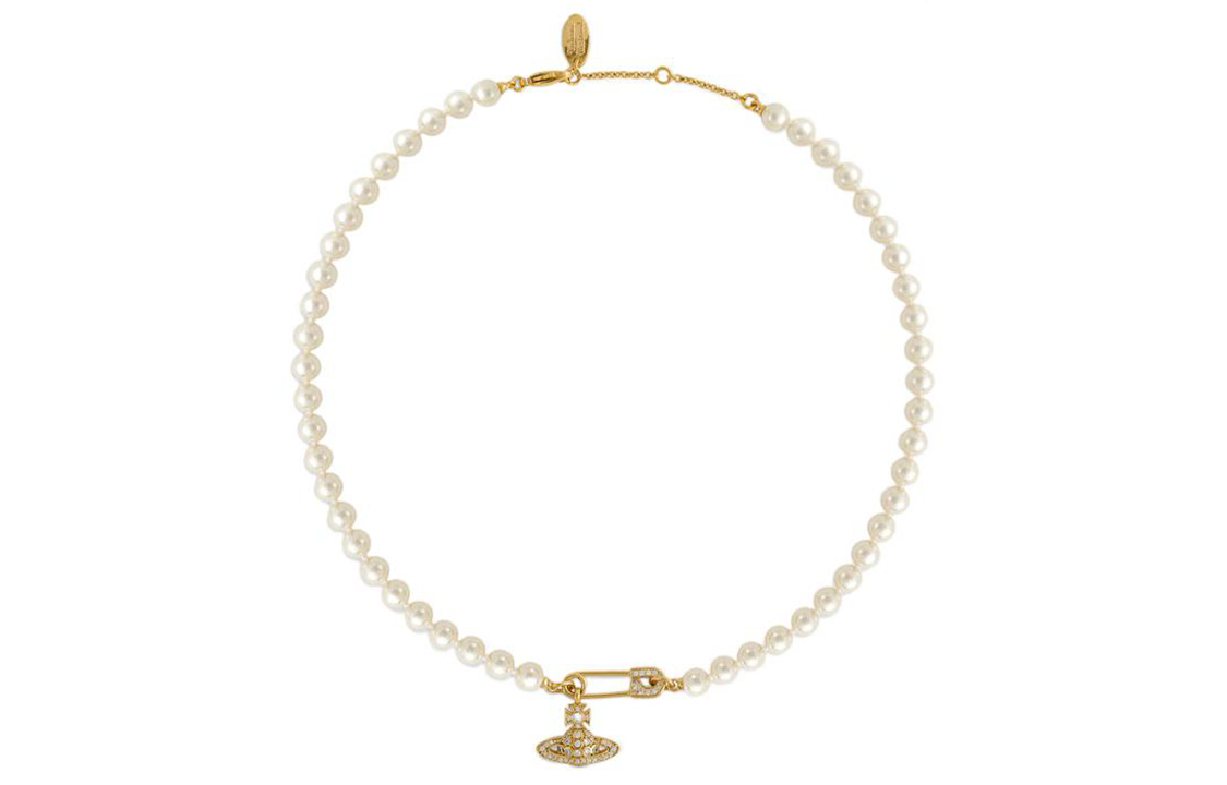 Vivienne Westwood Lucrece Brass Saturn Pendant Safety Pin Necklace Gold Unisex 63030006-02P131 圖 2