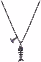 Vivienne Westwood Lyall Saturn Pendant Fishbone Necklace Gunmetal Silver 8050889776611 Vivienne Westwood Lyall Saturn Pendant Fishbone Necklace Gunmetal Silver 8050889776611