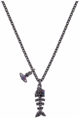 Collar Vivienne Westwood Lyall Saturn Fishbone Plateado Gunmetal 8050889776611 Buy Collar Vivienne Westwood Lyall Saturn Fishbone Plateado Gunmetal 8050889776611