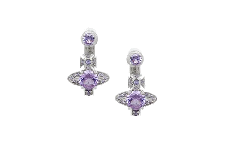 Vivienne Westwood Maitena Earrings Silver/Purple Unisex Brass Orb Design. 6203005602P250P250