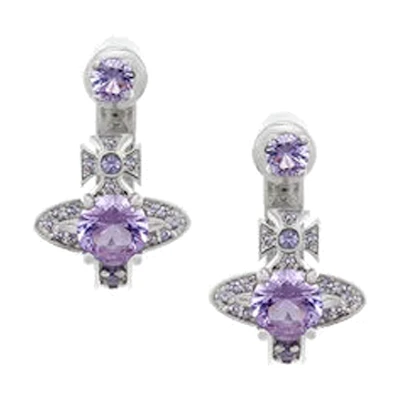 Vivienne Westwood Maitena Earrings Silver/Purple Unisex Brass Orb Design. 6203005602P250P250
