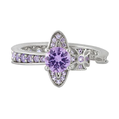 Vivienne Westwood Maitena Saturn Oval Ring in Recycled Silver with Zircon Crystals. 8050889596783