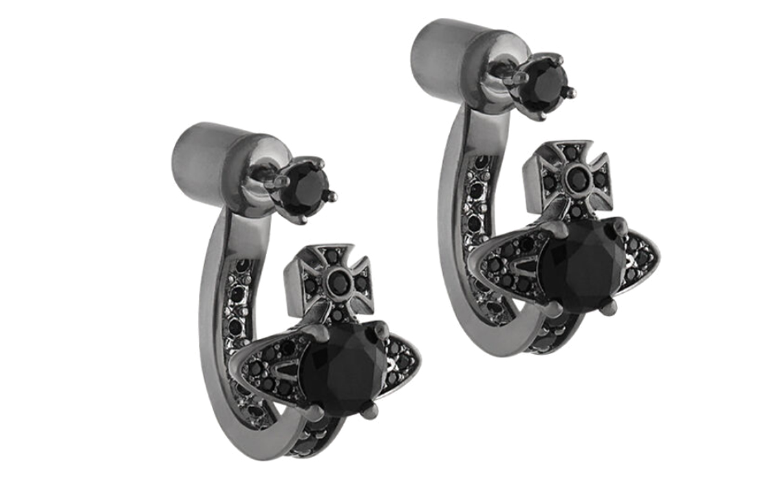 Vivienne Westwood Maitena Saturn Rhinestone Earrings Unisex Gunmetal Color. 6203005602S101S101 圖 2