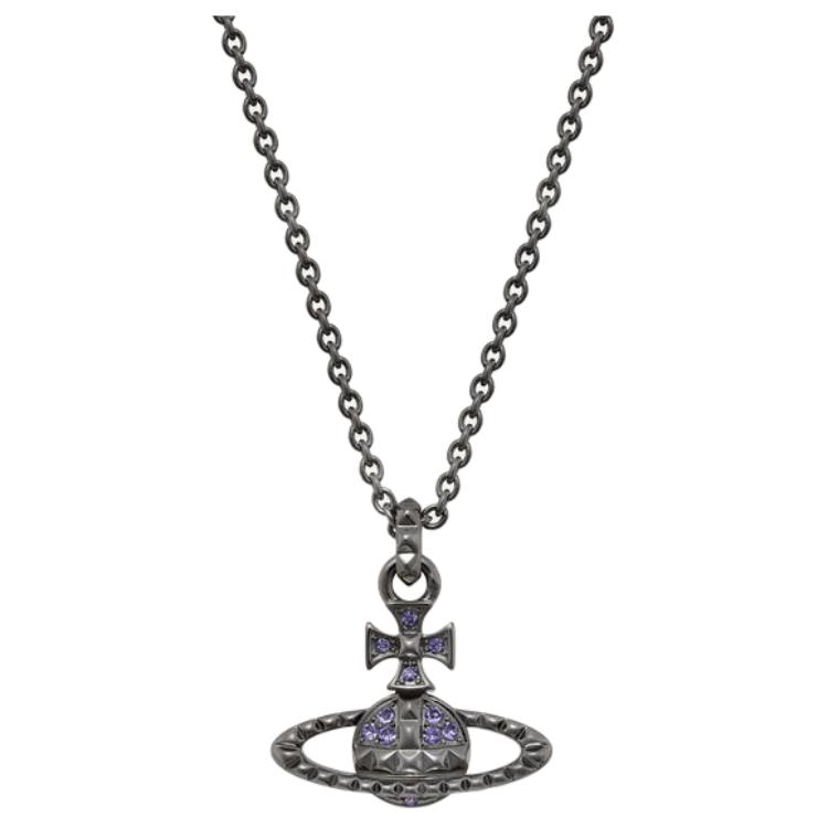 Vivienne Westwood Mayfair Bas Relief Pendant Necklace Gunmetal Purple Crystals. 8050889826996 圖 2
