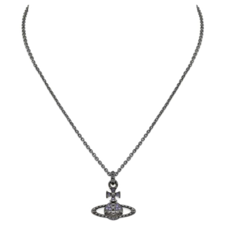 Vivienne Westwood Mayfair Bas Relief Pendant Necklace Gunmetal Purple Crystals. 8050889826996 圖 3