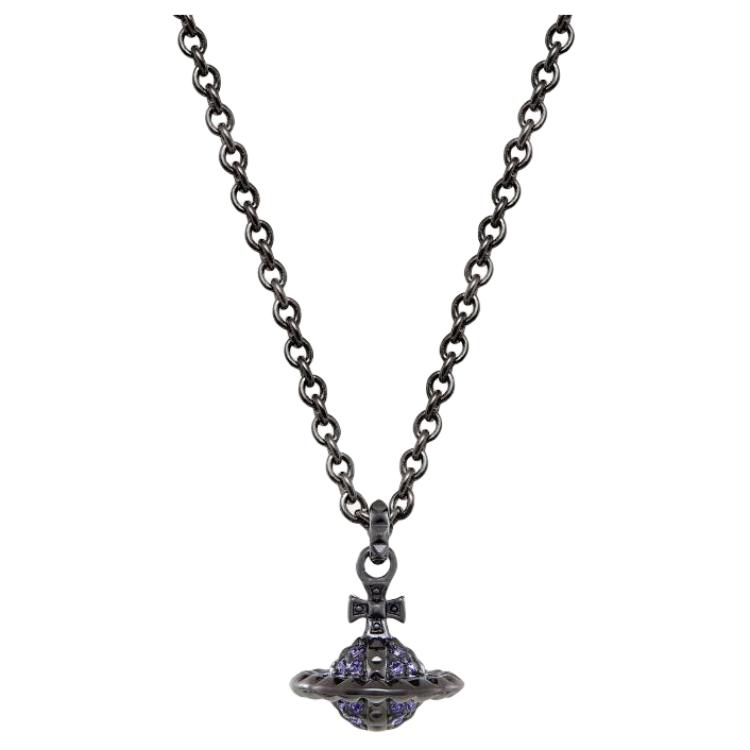 Vivienne Westwood Mayfair SS24 Saturn Pendant Necklace Gunmetal/Purple Crystals. 8050889826750 圖 2