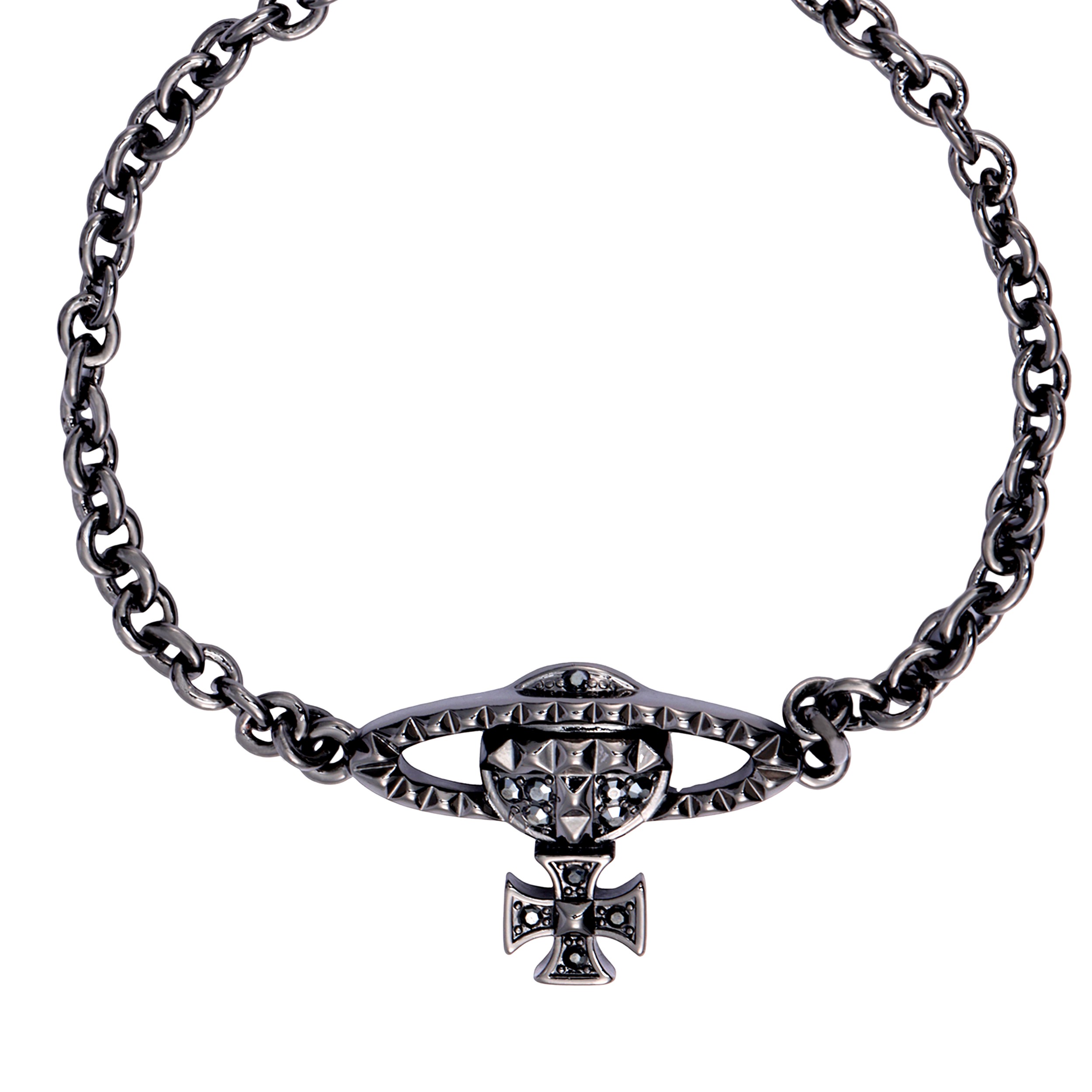 Lookbook 薇薇安·魏斯伍德 Mayfair 黑槍色鉚釘土星手鏈 男士經典款 61020215-02N101