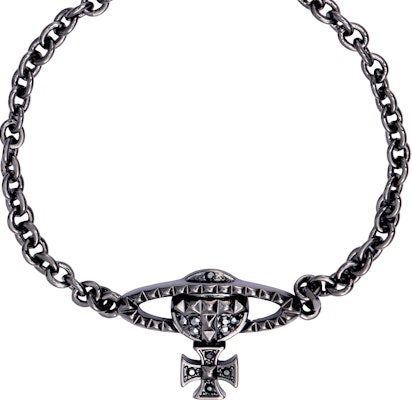 薇薇安·魏斯伍德 Mayfair 黑槍色鉚釘土星手鏈 男士經典款 61020215-02N101 Lookbook 薇薇安·魏斯伍德 Mayfair 黑槍色鉚釘土星手鏈 男士經典款 61020215-02N101