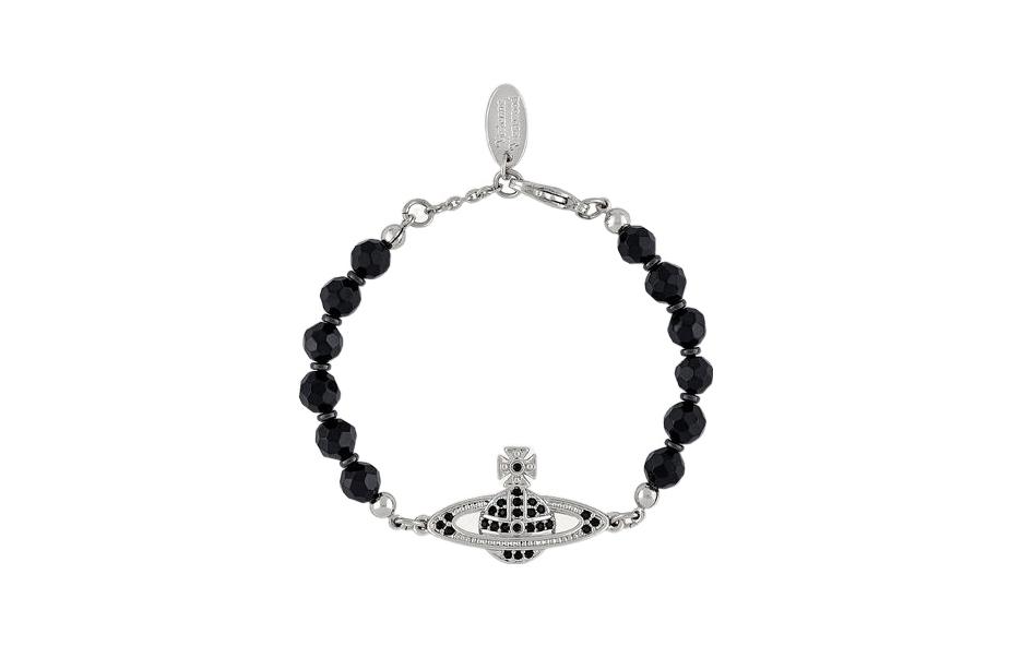 Order 薇薇安·魏斯伍德土星水晶黑瑪瑙手鍊 黑/銀色 6103007502P178P178