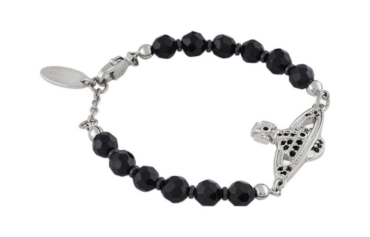 Lookbook 薇薇安·魏斯伍德土星水晶黑瑪瑙手鍊 黑/銀色 6103007502P178P178