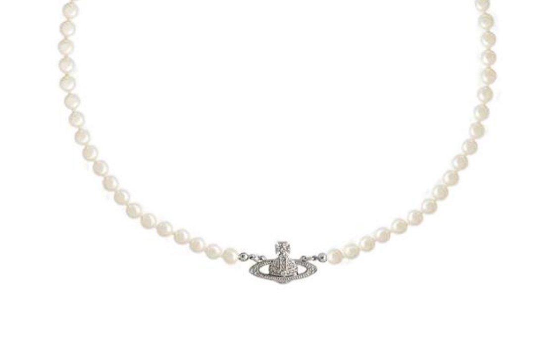 Vivienne Westwood Mini Bas Relief Saturn Pendant Pearl Necklace 51CM Silver. 6301010002P104P104 圖 2