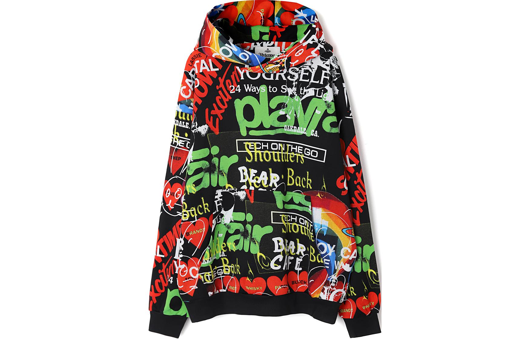 Vivienne Westwood Multicolor Letter Print Hoodie Long Sleeve 3I010003J005BG0O301