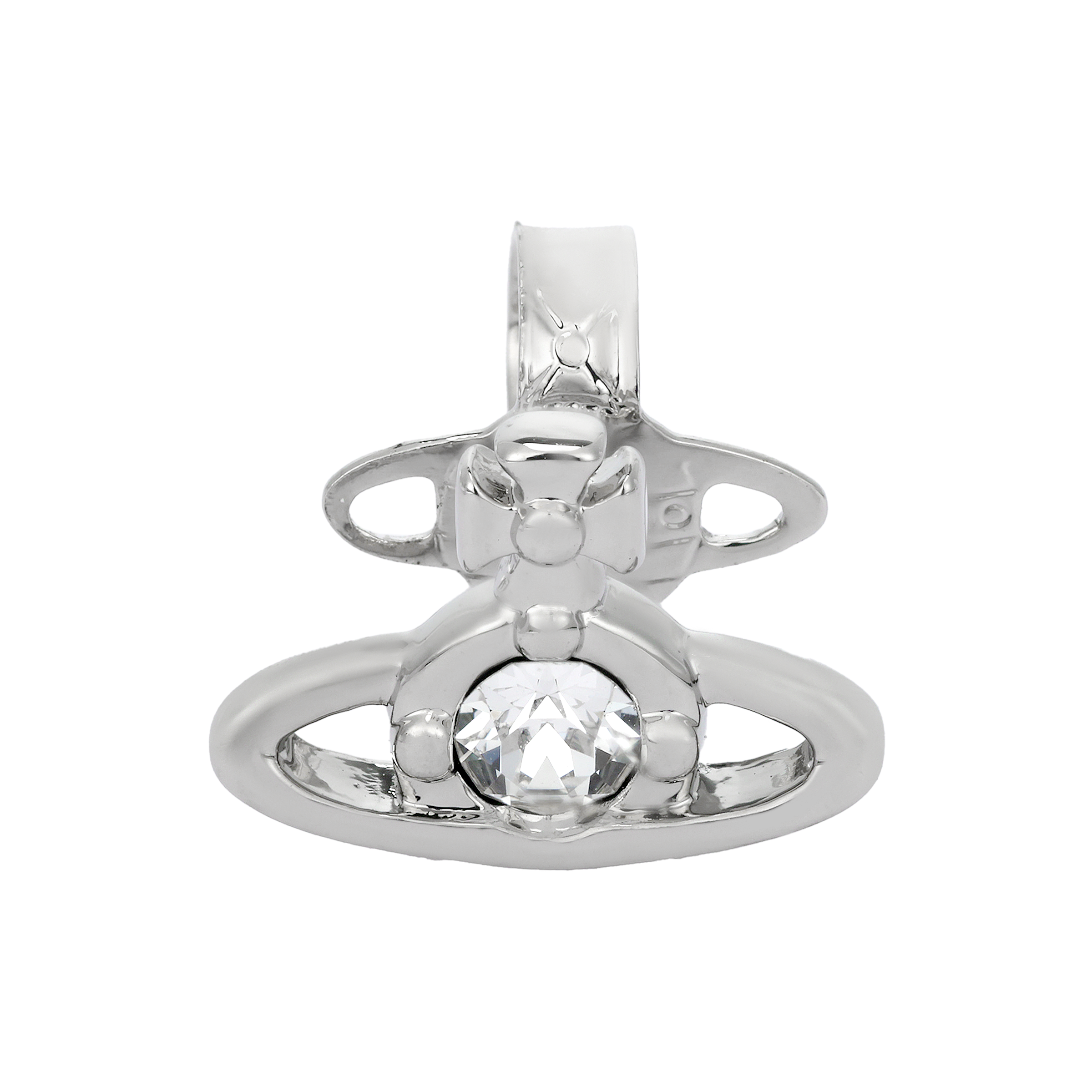 Vivienne Westwood Nano Solitaire Saturn Zircon Brass Silver Unisex Single Earring 241314M144010