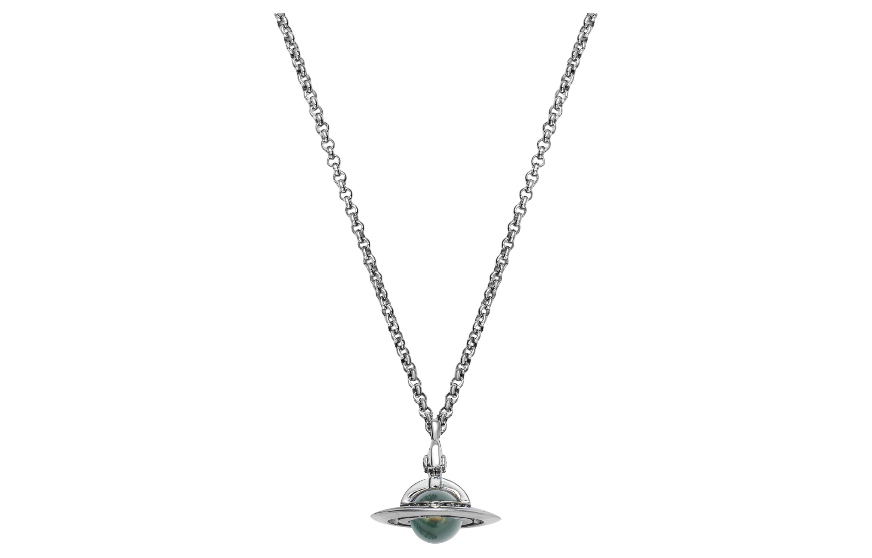 Vivienne Westwood New Tiny Orb Necklace Unisex Couples Green & Silver. 63020224020181-CN001 圖 2