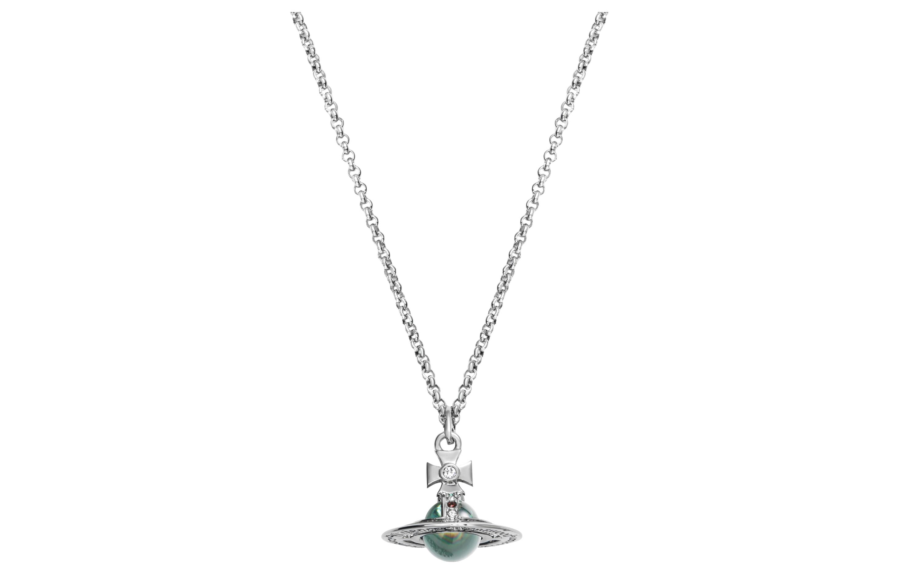 Vivienne Westwood New Tiny Orb Necklace Unisex Couples Green & Silver. 63020224020181-CN001 圖 3