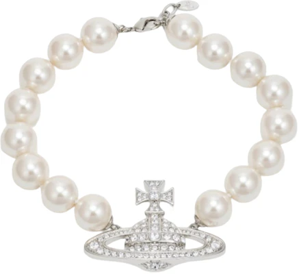 비비안 웨스트우드 네이사 진주 초커 사턴 펜던트 목걸이 - 실버 유니섹스 6301011002P226P226 Order 비비안 웨스트우드 네이사 진주 초커 사턴 펜던트 목걸이 - 실버 유니섹스 6301011002P226P226