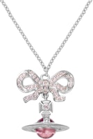 Vivienne Westwood Octavie Bow Saturn Pendant Necklace Silver Pink Unisex 6303039G-01P356 Vivienne Westwood Octavie Bow Saturn Pendant Necklace Silver Pink Unisex 6303039G-01P356