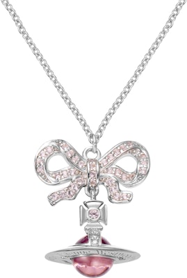 薇薇安·衛斯特伍德 Octavie 蝴蝶結土星吊墜項鍊 銀粉色 男女款 6303039G-01P356 Order 薇薇安·衛斯特伍德 Octavie 蝴蝶結土星吊墜項鍊 銀粉色 男女款 6303039G-01P356