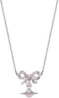 Vivienne Westwood Octavie Pink Saturn Bow Necklace Unisex Silver-Pink Couples Gift 6303002701P356 Vivienne Westwood Octavie Pink Saturn Bow Necklace Unisex Silver-Pink Couples Gift 6303002701P356