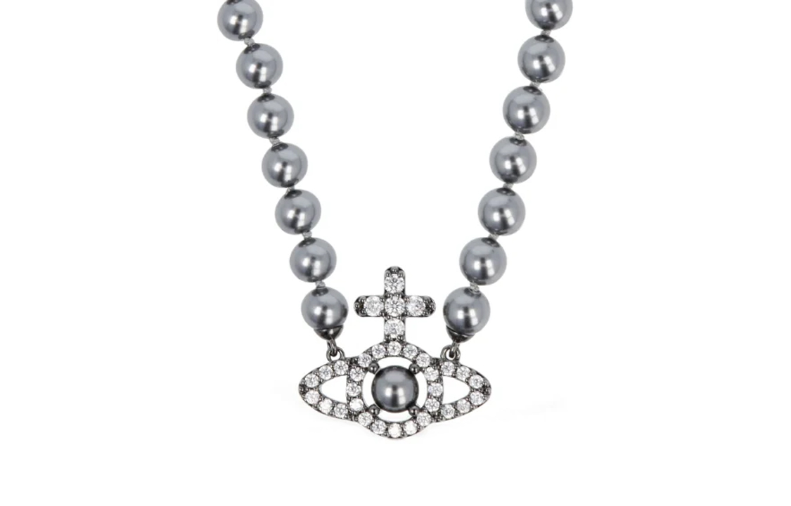 Order 薇薇安·魏斯伍德奧林匹亞土星珍珠吊墜項鍊槍灰色 63010120-02S328-SM