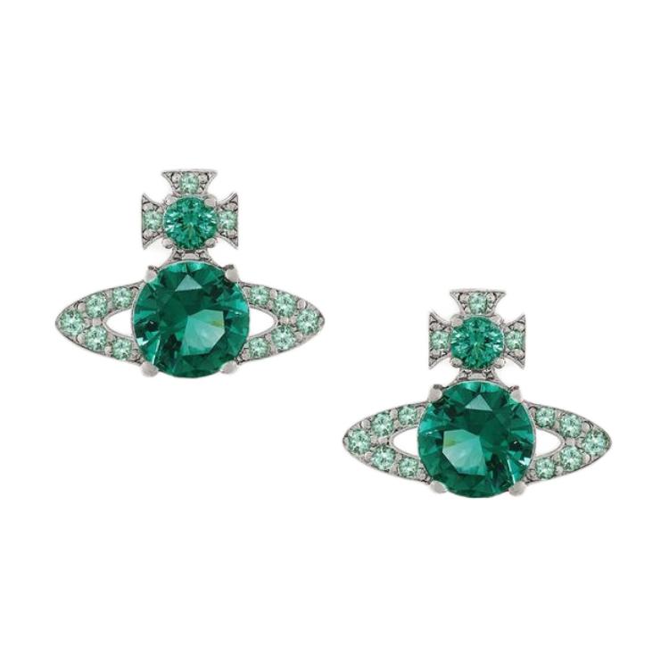 Vivienne Westwood Orb Design Green Brass Earrings Unisex Couple Style. 6201034M02P427