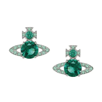 Vivienne Westwood Orb Design Green Brass Earrings Unisex Couple Style. 6201034M02P427