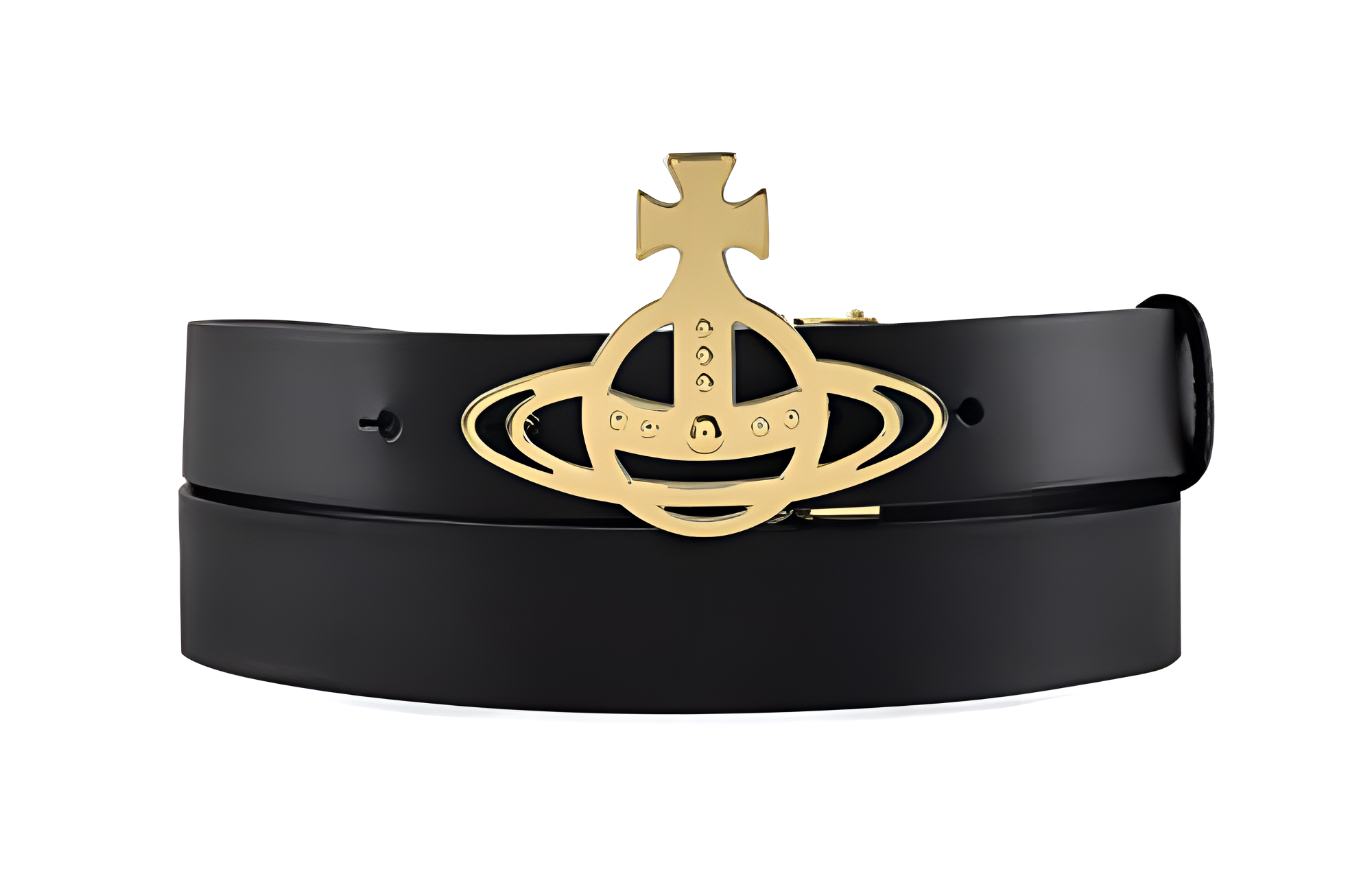Vivienne Westwood Original Black Leather Belt Unisex Couple Style 3cm Width 82010035-L0022-LA-black