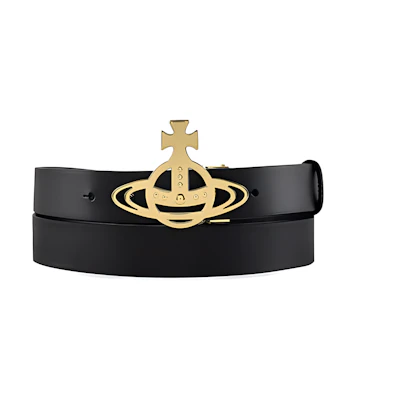 Vivienne Westwood Original Black Leather Belt Unisex Couple Style 3cm Width 82010035-L0022-LA-black