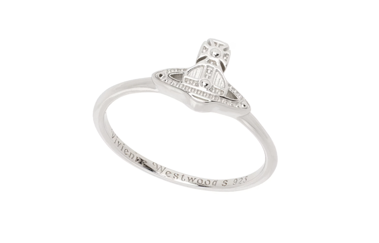 Vivienne Westwood Oslo Saturn Logo Engraved Recycled 925 Silver Ring Unisex Silver. 241314M147037