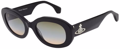 Vivienne Westwood Oval Sunglasses with Logo Temples Unisex Black VW5051001 Vivienne Westwood Oval Sunglasses with Logo Temples Unisex Black VW5051001
