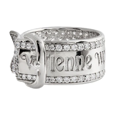 Vivienne Westwood PAVÉ Belt Ring Silver with Rhinestones. 64040147-01P102-IM