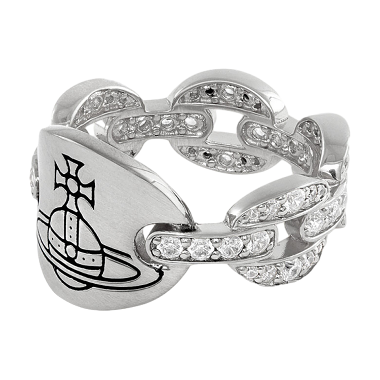 Lookbook Anillo Unisex Vivienne Westwood Saturno Plata Platino con Grabado y Pavé. 6404017X-01P527