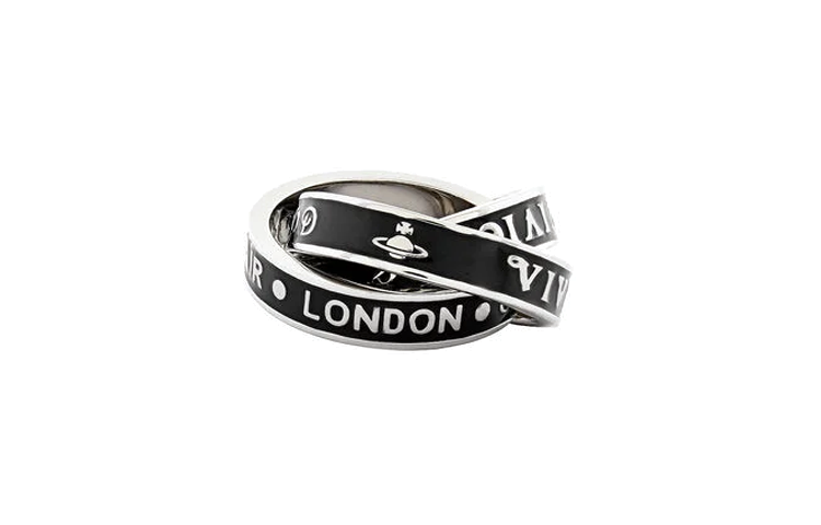 Vivienne Westwood Percy Saturn Three Ring Black Ceramic Unisex Couple Ring 6404016Q01P107P107