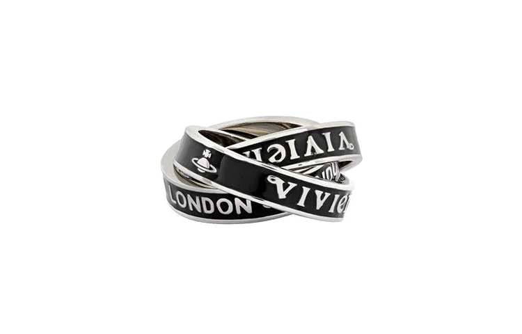 Lookbook Anillo Unisex Vivienne Westwood Percy Saturn Tres Aros Cerámica Negra pareja 6404016Q01P107P107
