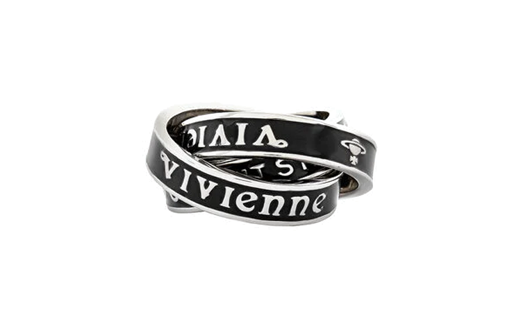 Shop Anillo Unisex Vivienne Westwood Percy Saturn Tres Aros Cerámica Negra pareja 6404016Q01P107P107