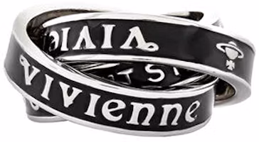 Shop Anillo Unisex Vivienne Westwood Percy Saturn Tres Aros Cerámica Negra pareja 6404016Q01P107P107