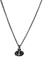 Vivienne Westwood Petite Orb Light Siam Red Brass Necklace Gunmetal Gray. 63020225-02s380 Vivienne Westwood Petite Orb Light Siam Red Brass Necklace Gunmetal Gray. 63020225-02s380