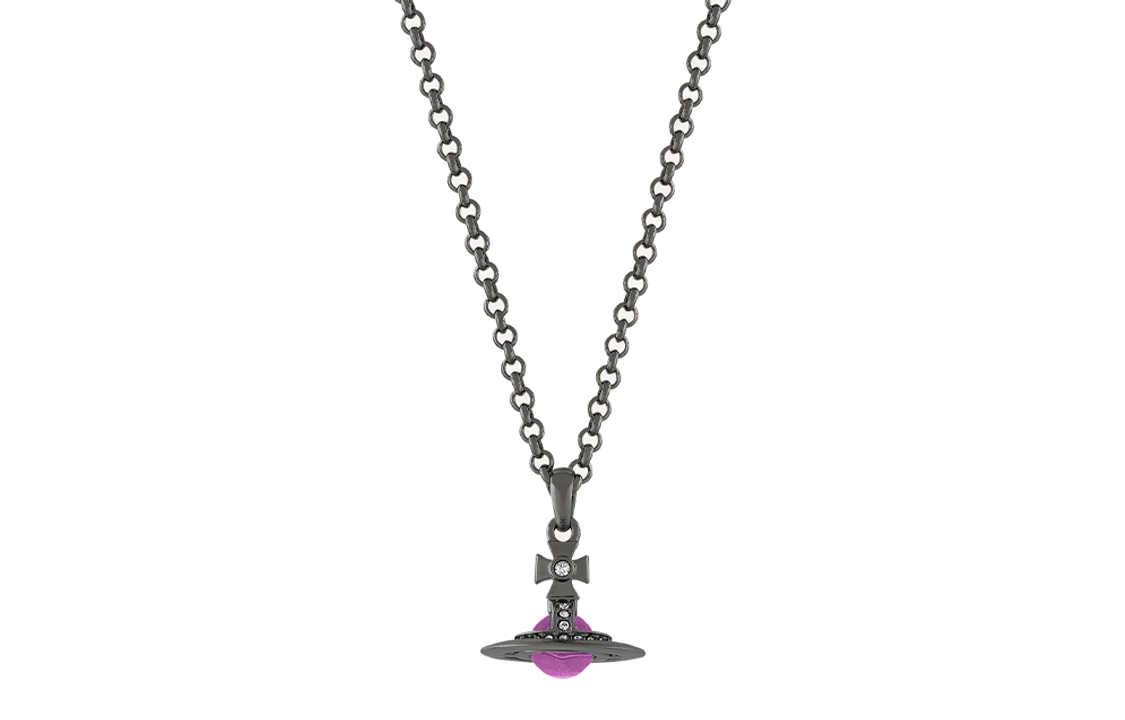 Vivienne Westwood Petite Orb Necklace Gunmetal Purple/Brass Unisex 630203A102S286S286