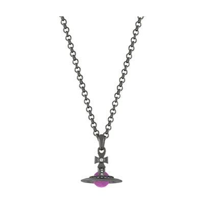 Vivienne Westwood Petite Orb Necklace Gunmetal Purple/Brass Unisex 630203A102S286S286