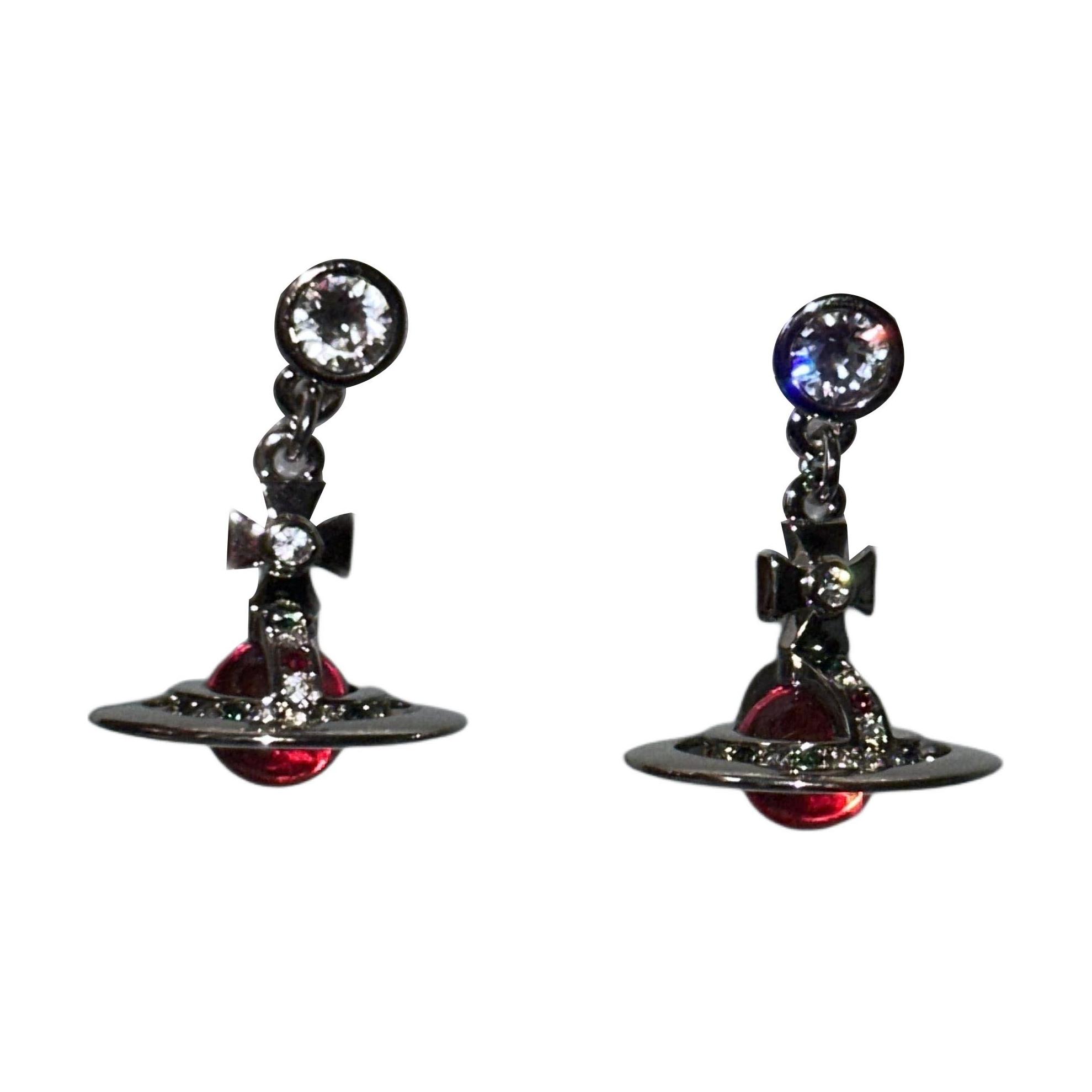 Vivienne Westwood Petite Orb Saturn Pendant Earrings Unisex Silver Brass. s2020086-02p533