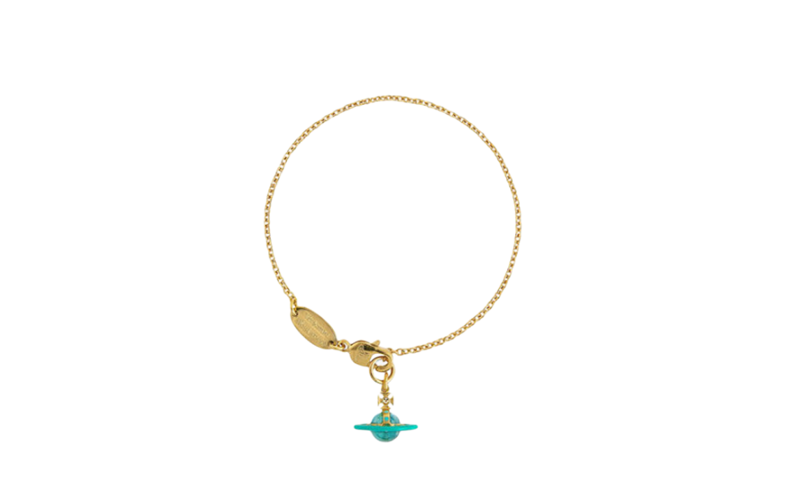 Vivienne Westwood Petite Orb Turquoise Crystal Enamel Gold Bracelet Unisex. 6102020W02R726