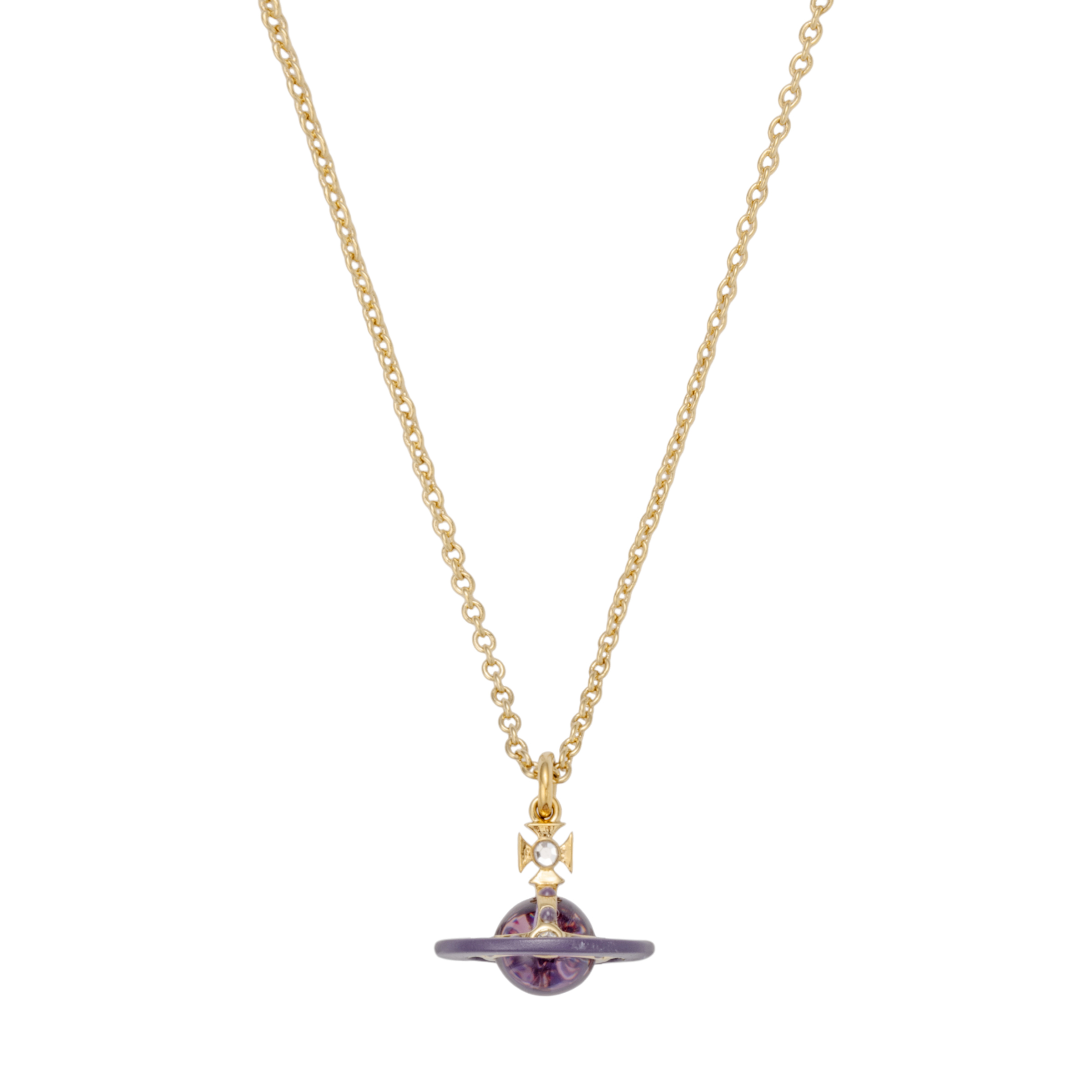 Vivienne Westwood Petite Original Orb Brass Necklace Unisex Purple 6302039J02R653R653