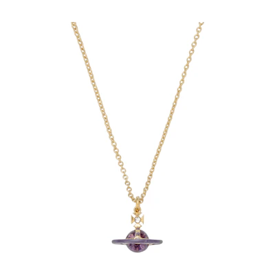 Vivienne Westwood Petite Original Orb Brass Necklace Unisex Purple 6302039J02R653R653