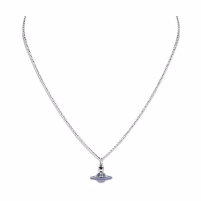 Vivienne Westwood Petite Original Orb Saturn Pendant Necklace Brass Purple Unisex 8050889744122