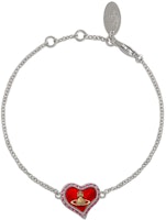 Vivienne Westwood Petra Irregular Heart Saturn Logo Bracelet Silver Unisex 8050889743996 Vivienne Westwood Petra Irregular Heart Saturn Logo Bracelet Silver Unisex 8050889743996